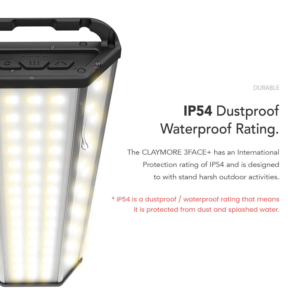 Claymore 3 Face+ portable design conveys quick setup for outdoor lighting.