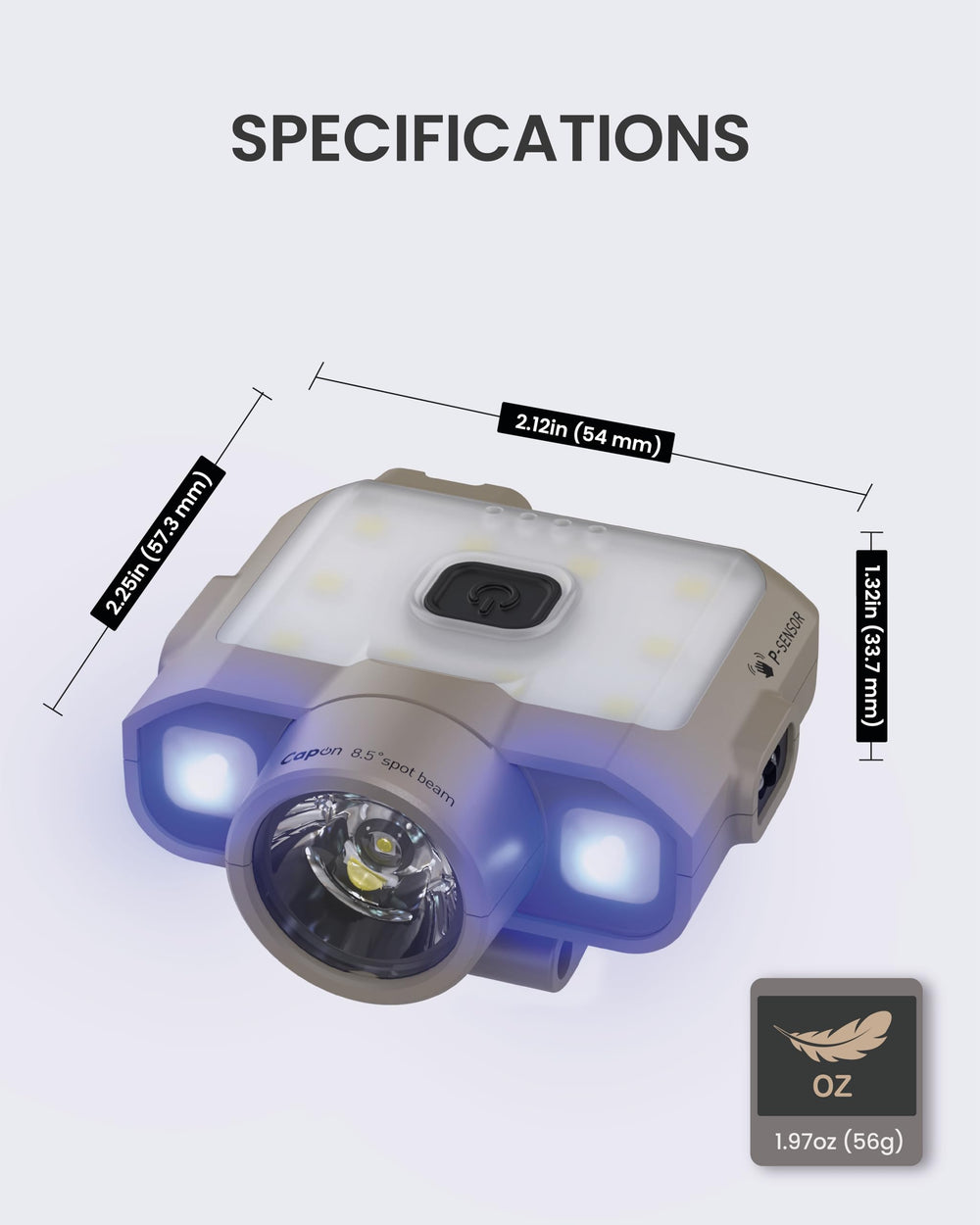 Claymore Capon 120D UV headlamp highlighting extended runtimes up to 45 hours.