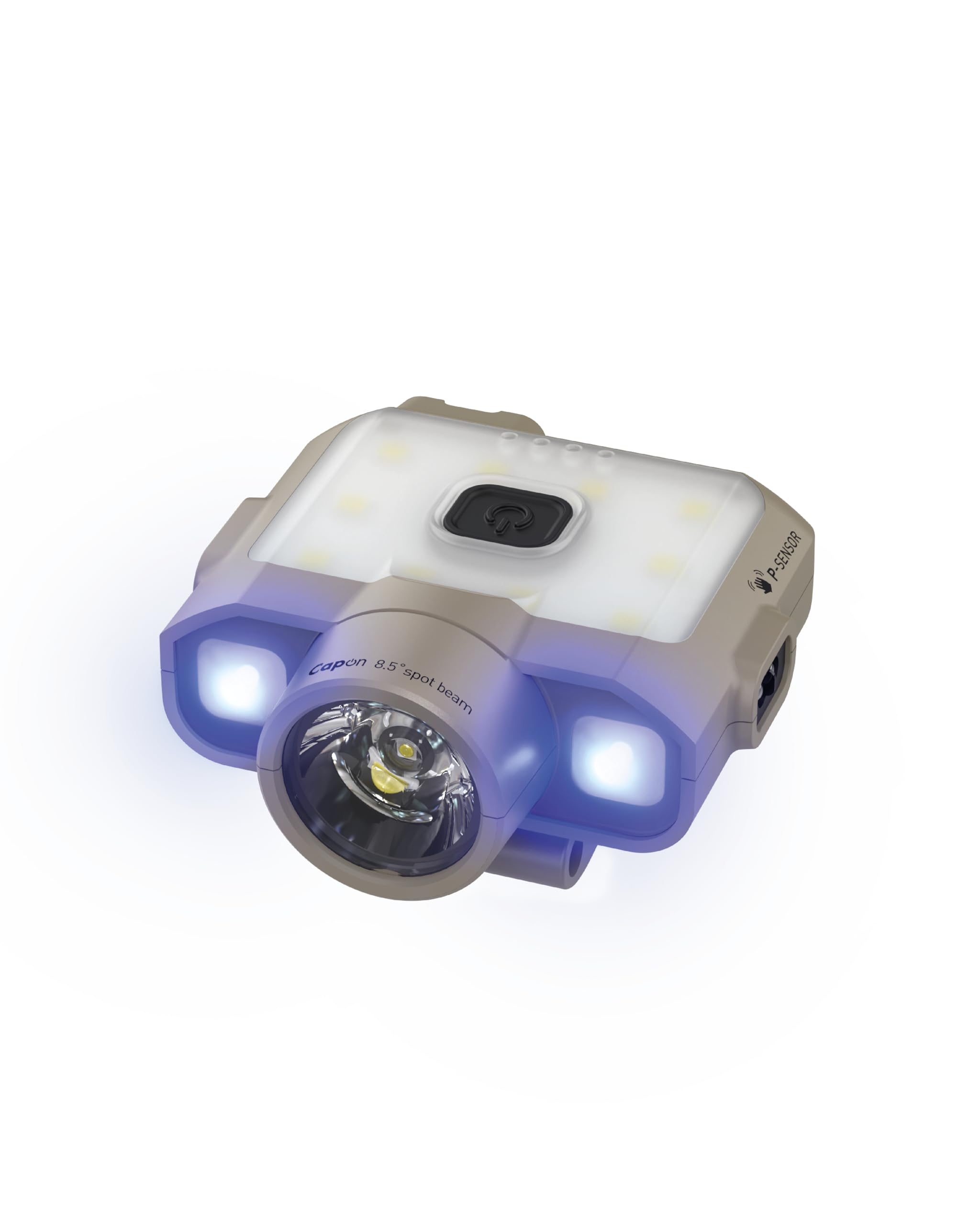 Claymore Capon 120D UV headlamp clipped on a cap for hands-free outdoor lighting.