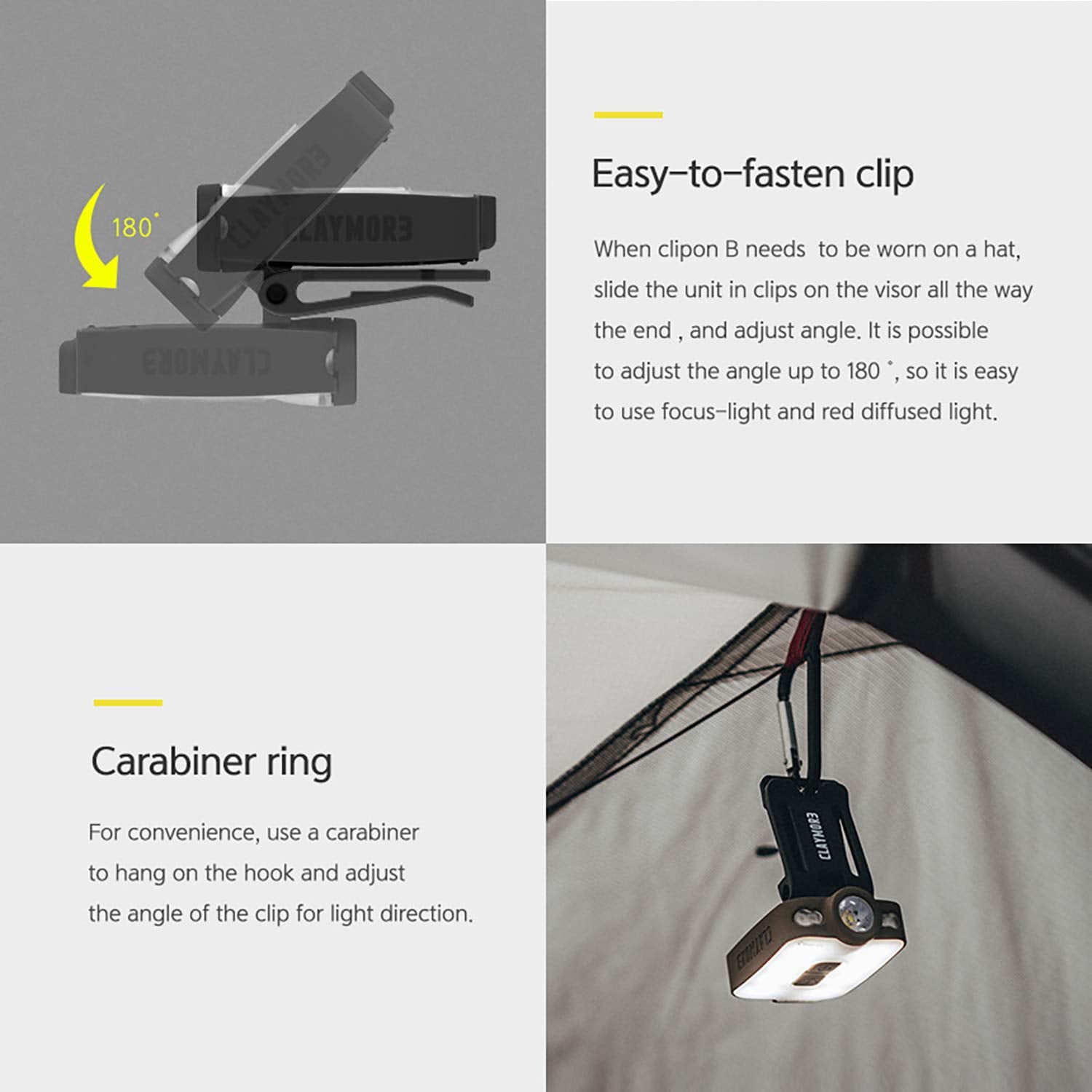 Claymore Capon 40B carabiner-hanging design keeps gear organized.