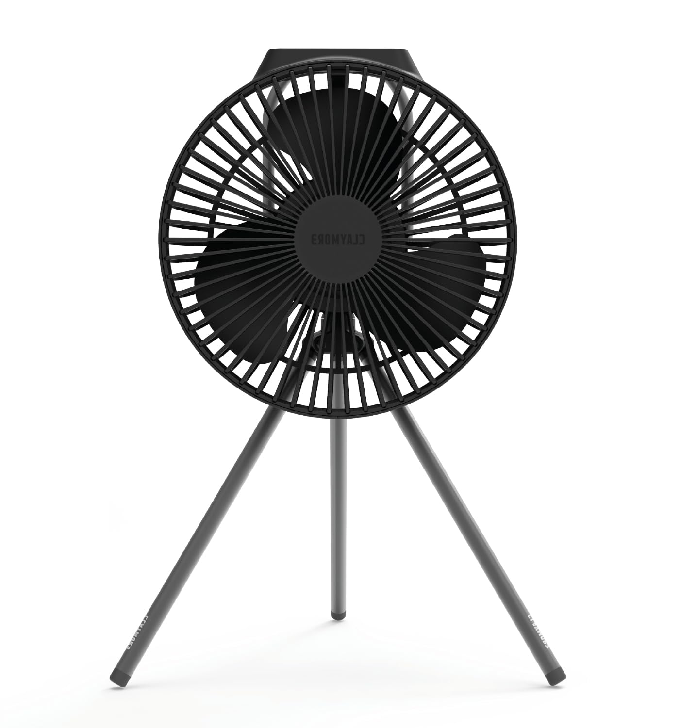 Claymore V600+ black portable fan front view ideal for desk cooling and travel