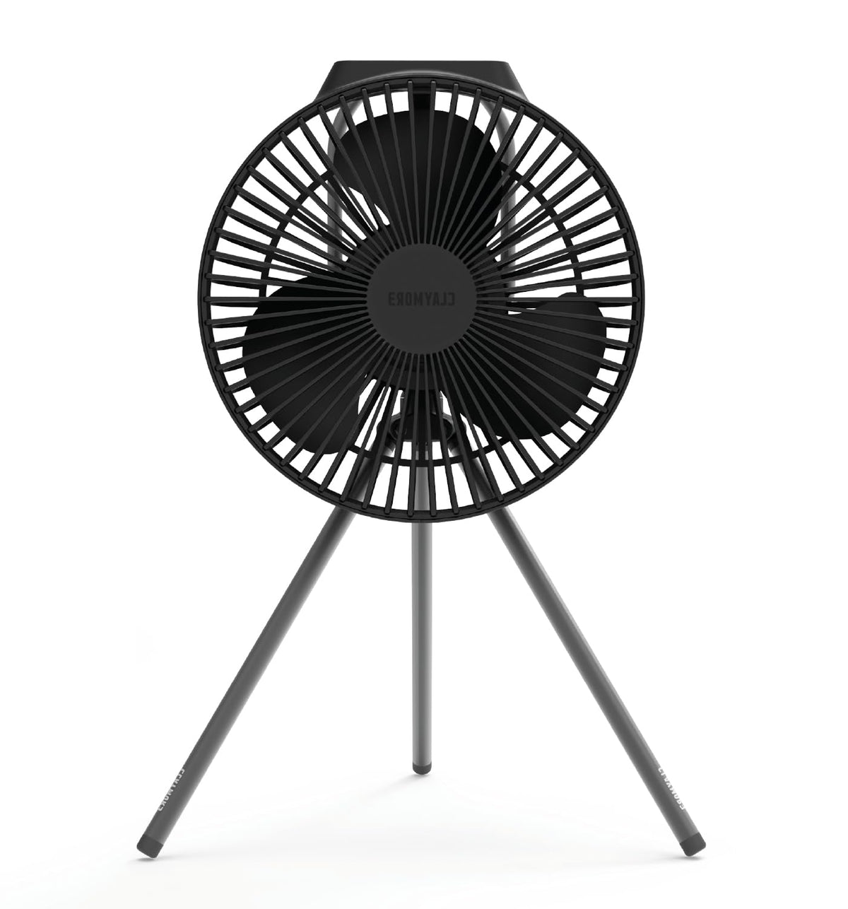 Claymore V600+ black portable fan front view ideal for desk cooling and travel