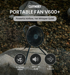 Claymore V600+ Warm Gray side view highlighting portable airflow for desks