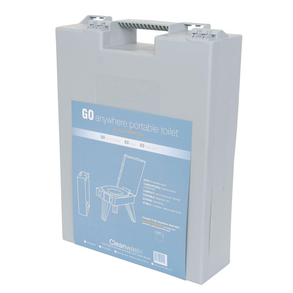 Cleanwaste GO Anywhere assembled toilet ready for quick outdoor use.