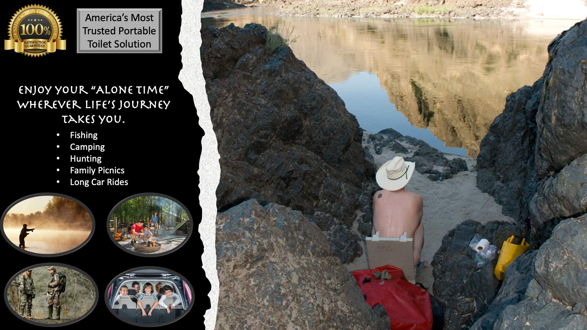 Cleanwaste GO Anywhere toilet at full height offers comfortable outdoor use.