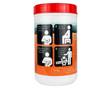 Cleanwaste odor-neutralizer powder reduces smells during waste handling.