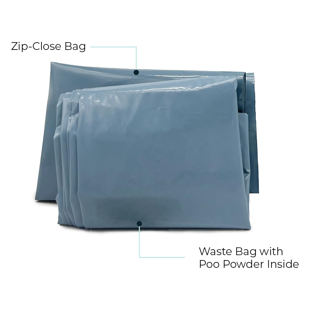 Emergency-prep setup with Cleanwaste WAG BAG in a backpack