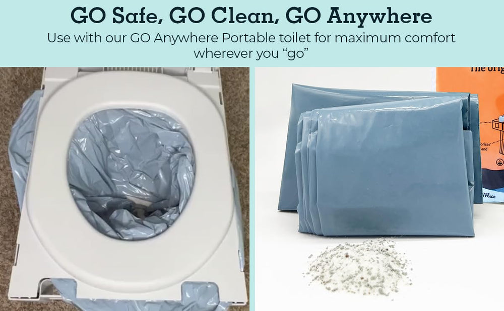 Portable-use scenario featuring Cleanwaste WAG BAG for camping or road trips