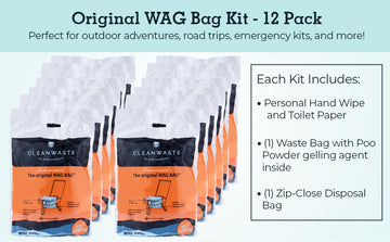 Cleanwaste Original WAG Bag powder gel close-up showing rapid gelation and odor control.