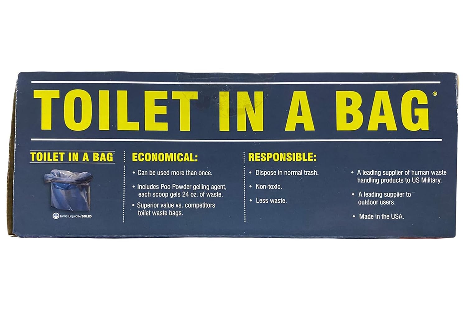 Cleanwaste Toilet-in-a-Bag for camping, ready for quick sanitation.
