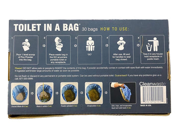 Cleanwaste 30 Pack in travel kit, ideal for outdoor adventures.