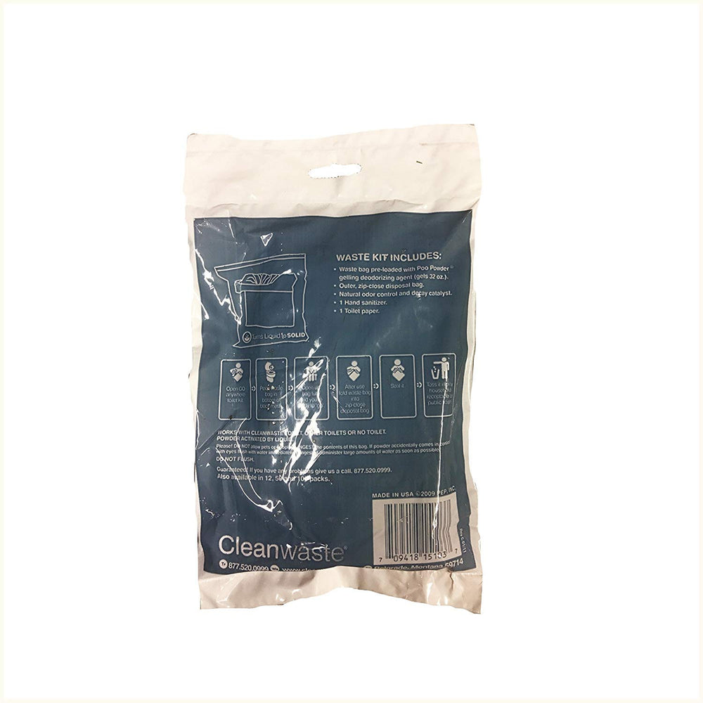 Cleanwaste Wag Bags Poo Powder gel in action helps minimize spills during waste handling.
