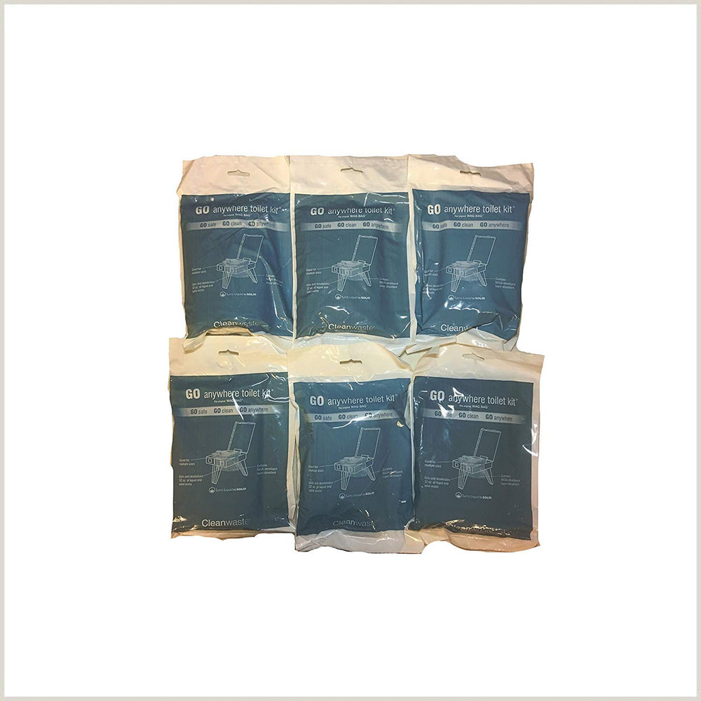 Cleanwaste Wag Bags toilet kit 6-pack front view for easy, mess-free outdoor use.
