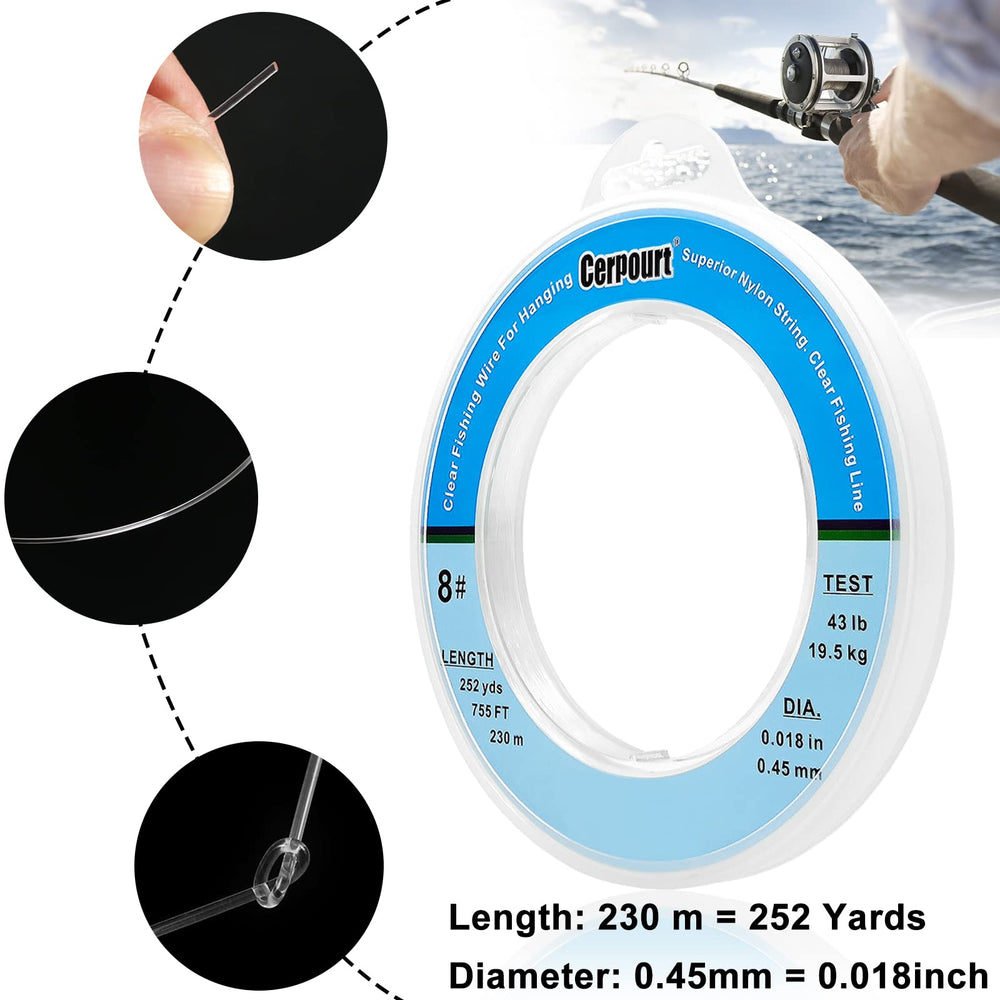 Close-up of 0.45mm clear nylon fishing line