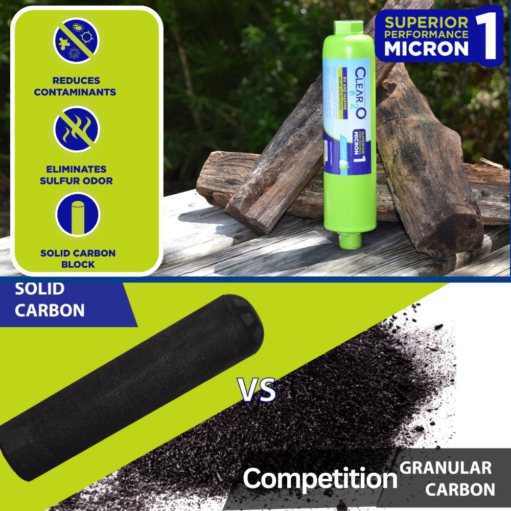 CLEAR2O 1-micron solid carbon block close-up showing advanced filtration