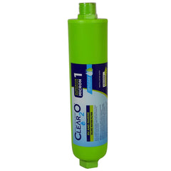 CLEAR2O inline water filter assembly attached to a hose for fresh-tasting water