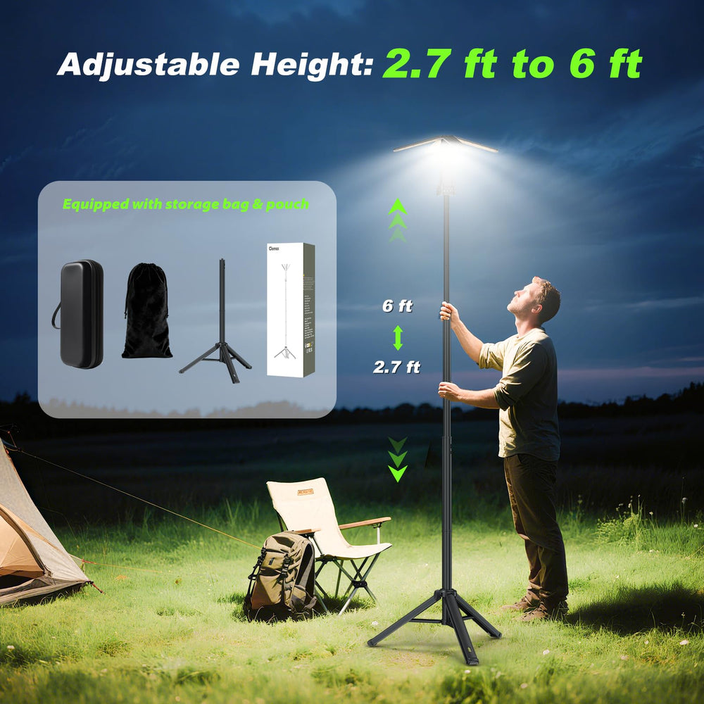 Clemas camping-light-360-illumination-panel delivers shadow-free coverage for tents and workspaces.