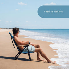 CleverMade Kove Twilight Blue chair in use outdoors for lounging
