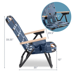 CleverMade Kove Twilight Blue chair with wooden armrests