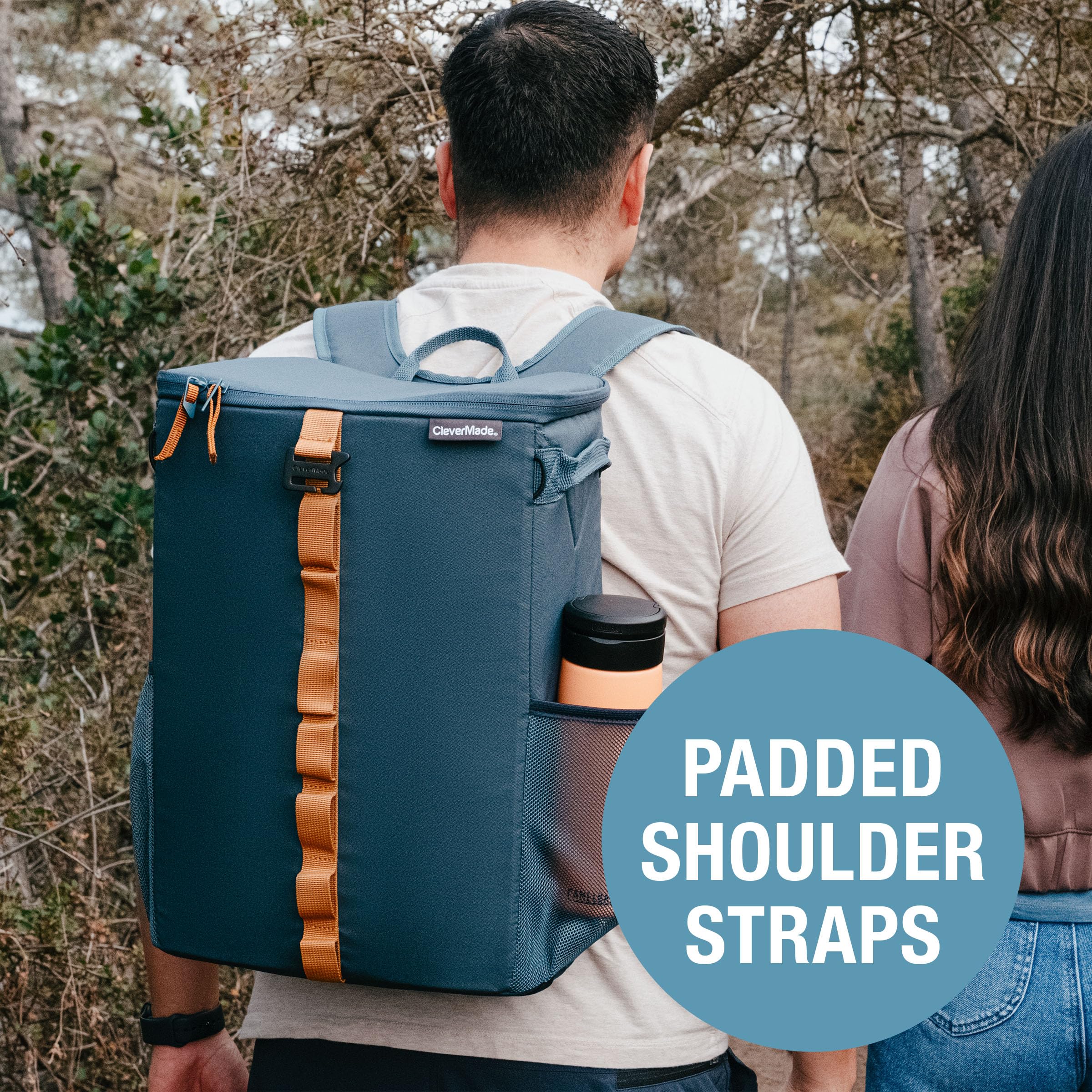 CleverMade Tahoe Backpack Cooler built-in bottle opener ready for outdoor refreshment.