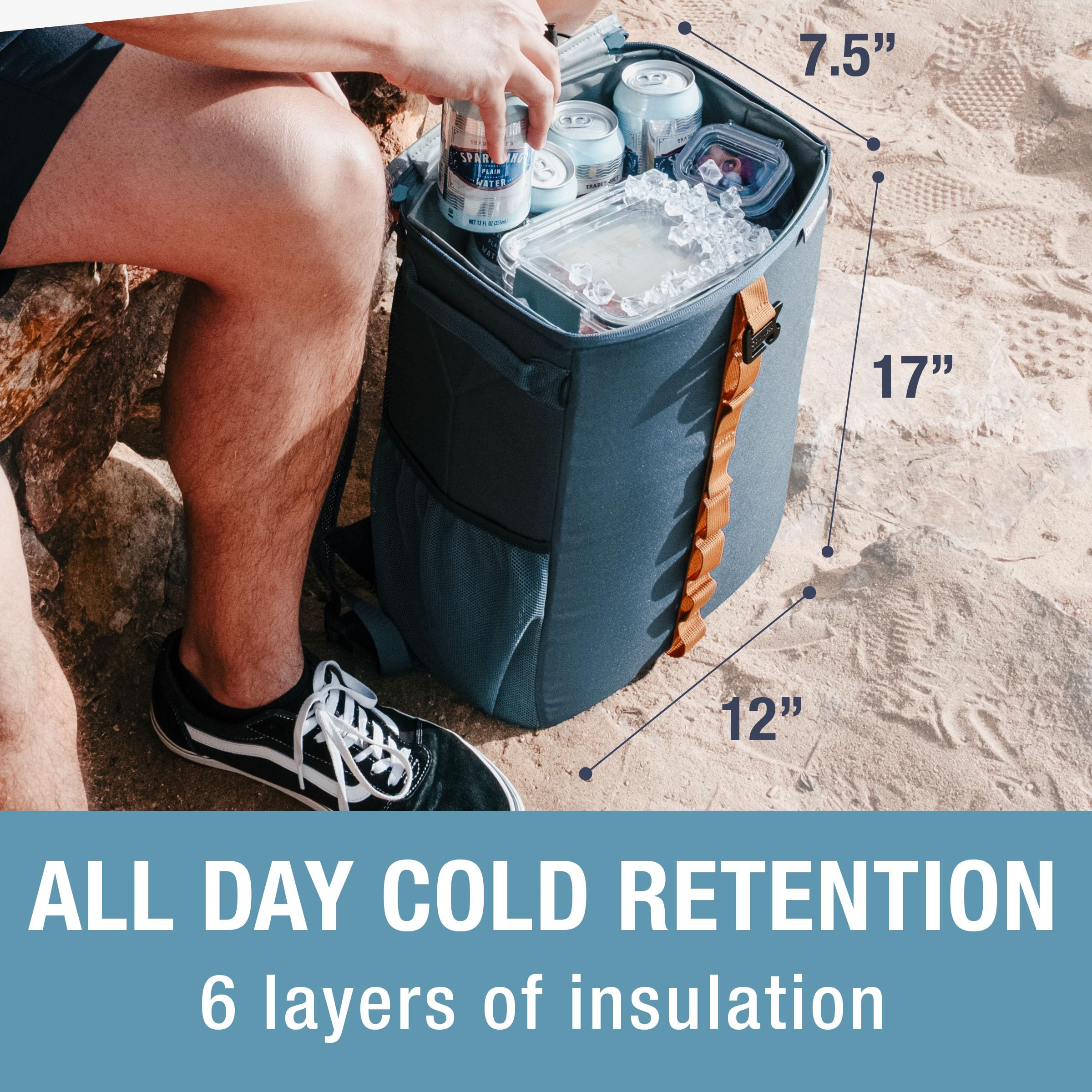 CleverMade Tahoe Backpack Cooler collapsed for compact storage when not in use.