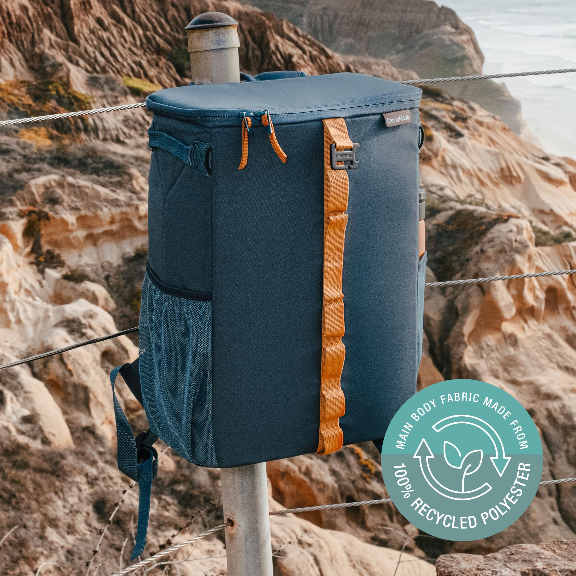 CleverMade Tahoe Backpack Cooler adjustable shoulder strap for comfortable carrying.