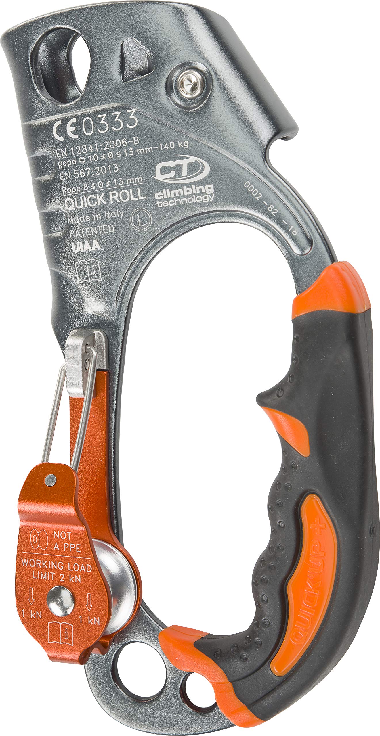 Climbing Technology Quick Roll Ascender left-hand gray with ergonomic grip for efficient rope ascent.