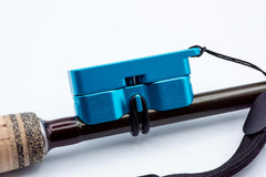 Cling Mag Grab Rod Rack blue demonstrates magnetic threading for fine tippet