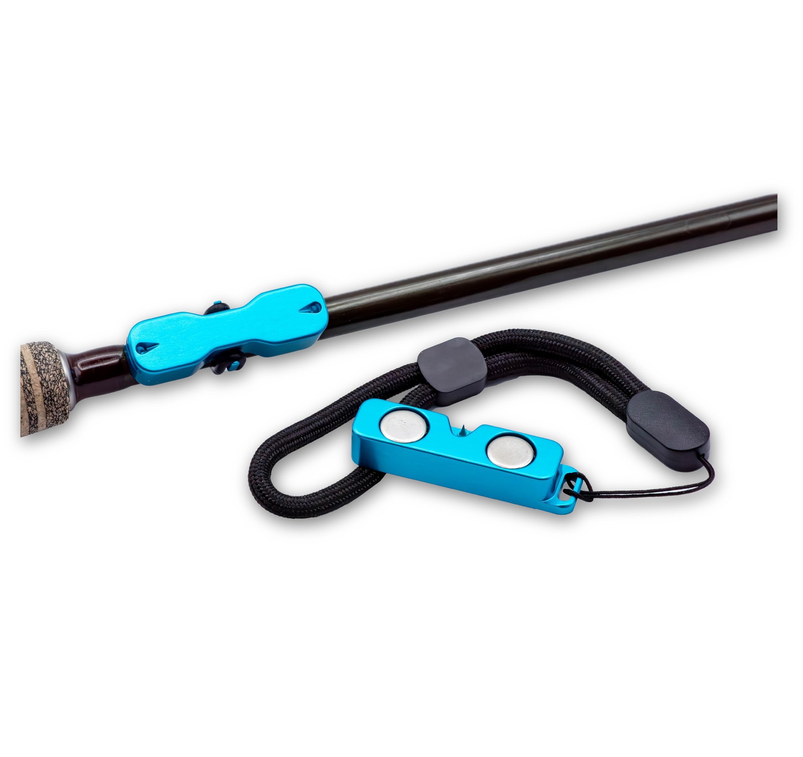 Cling Mag Grab Rod Rack blue mounted on vest for quick lure changes and tidy setup