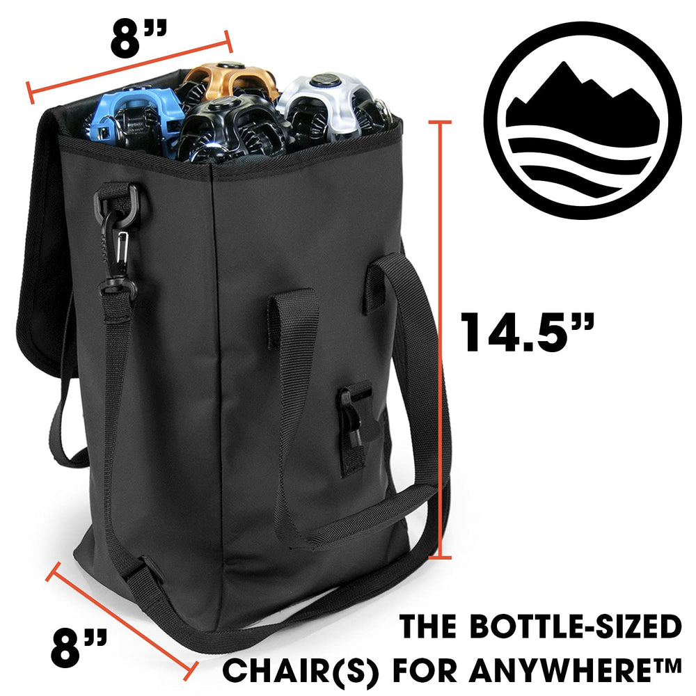 CLIQ chair bag features a carry handle and adjustable shoulder strap for hands-free transport.