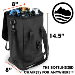 CLIQ chair bag features a carry handle and adjustable shoulder strap for hands-free transport.