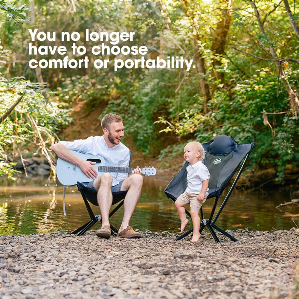 CLIQ EpiQ chair with carrying bag highlights portable setup for quick adventures.