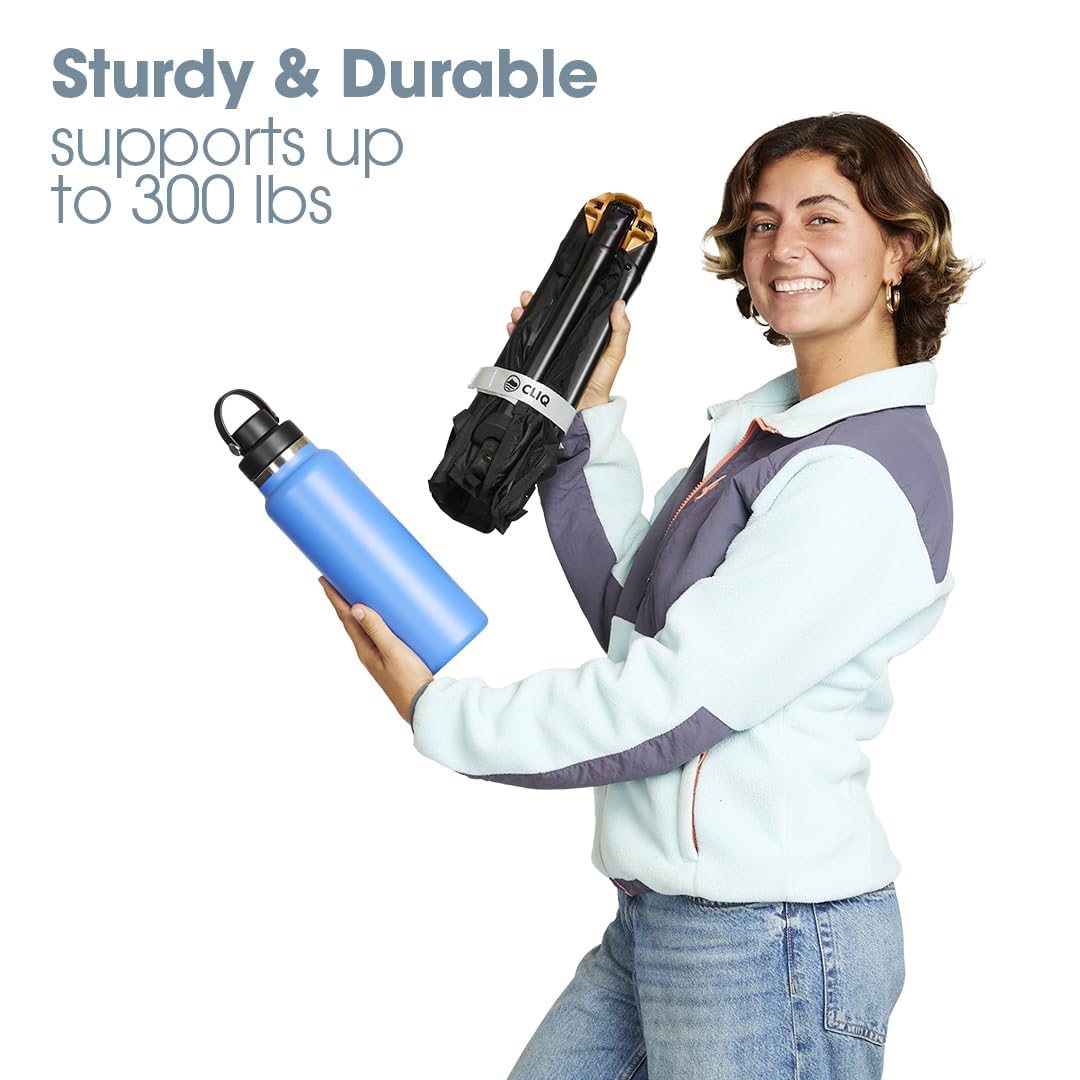 CLIQ Portable Chair Version 1.0 compact-size view shows backpack-friendly camping option.