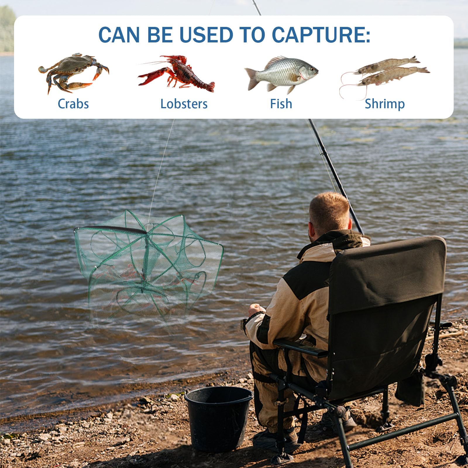 Portable crawdad trap for crabs, baitfish, and small shrimp