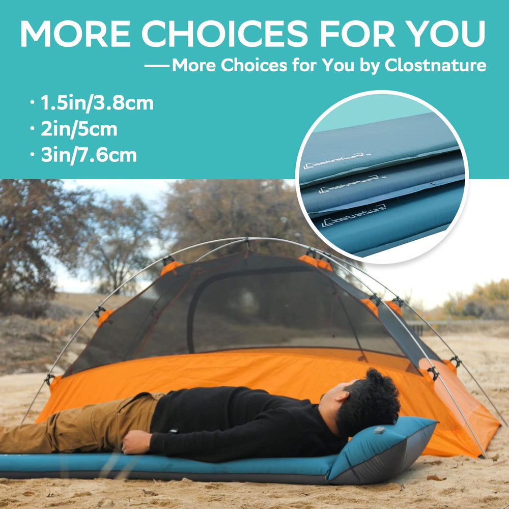 Clostnature self-inflating sleeping pad waterproof fabric keeps you dry on damp ground