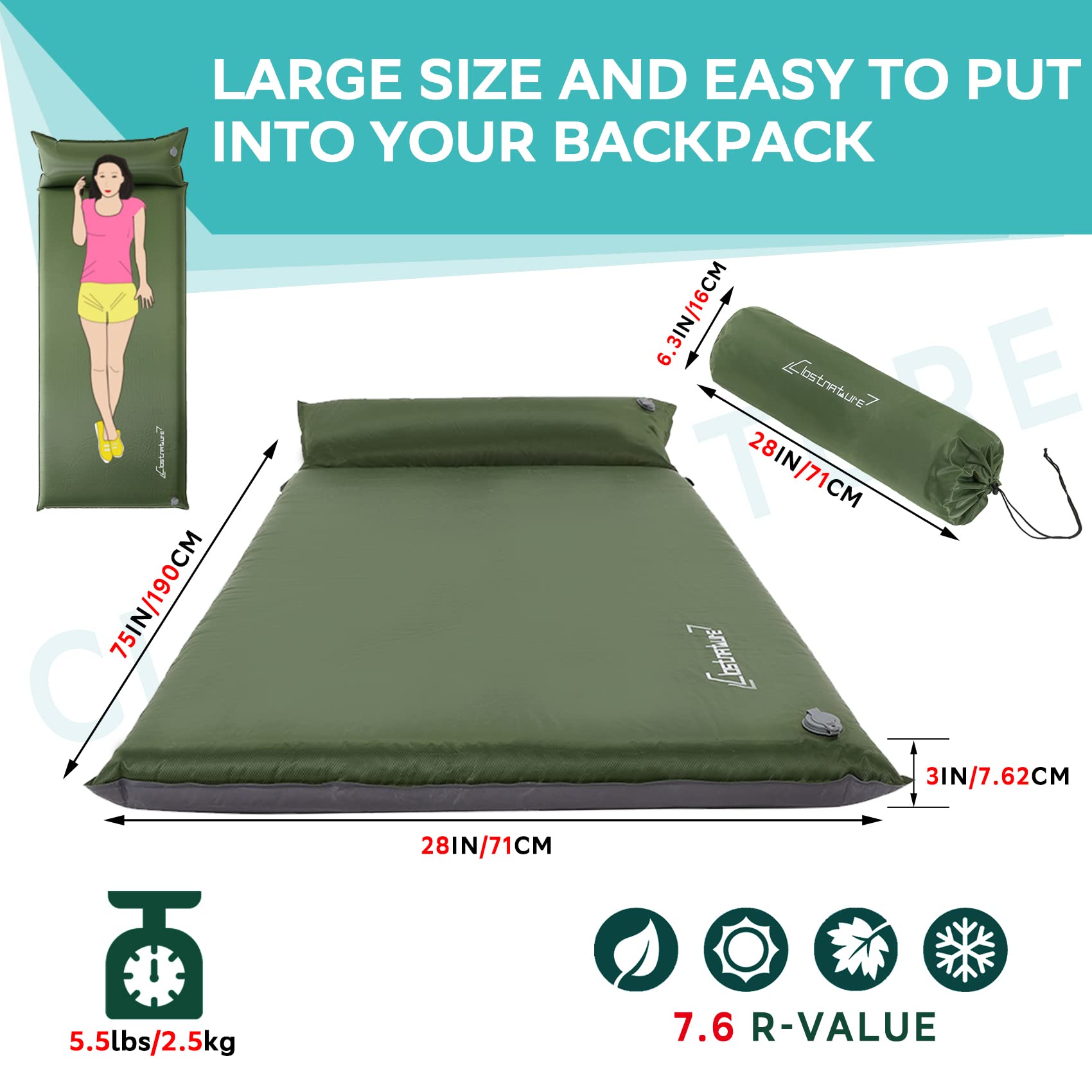 Clostnature sleeping pad folded compact pack demonstrates easy storage and portability for backpackers.