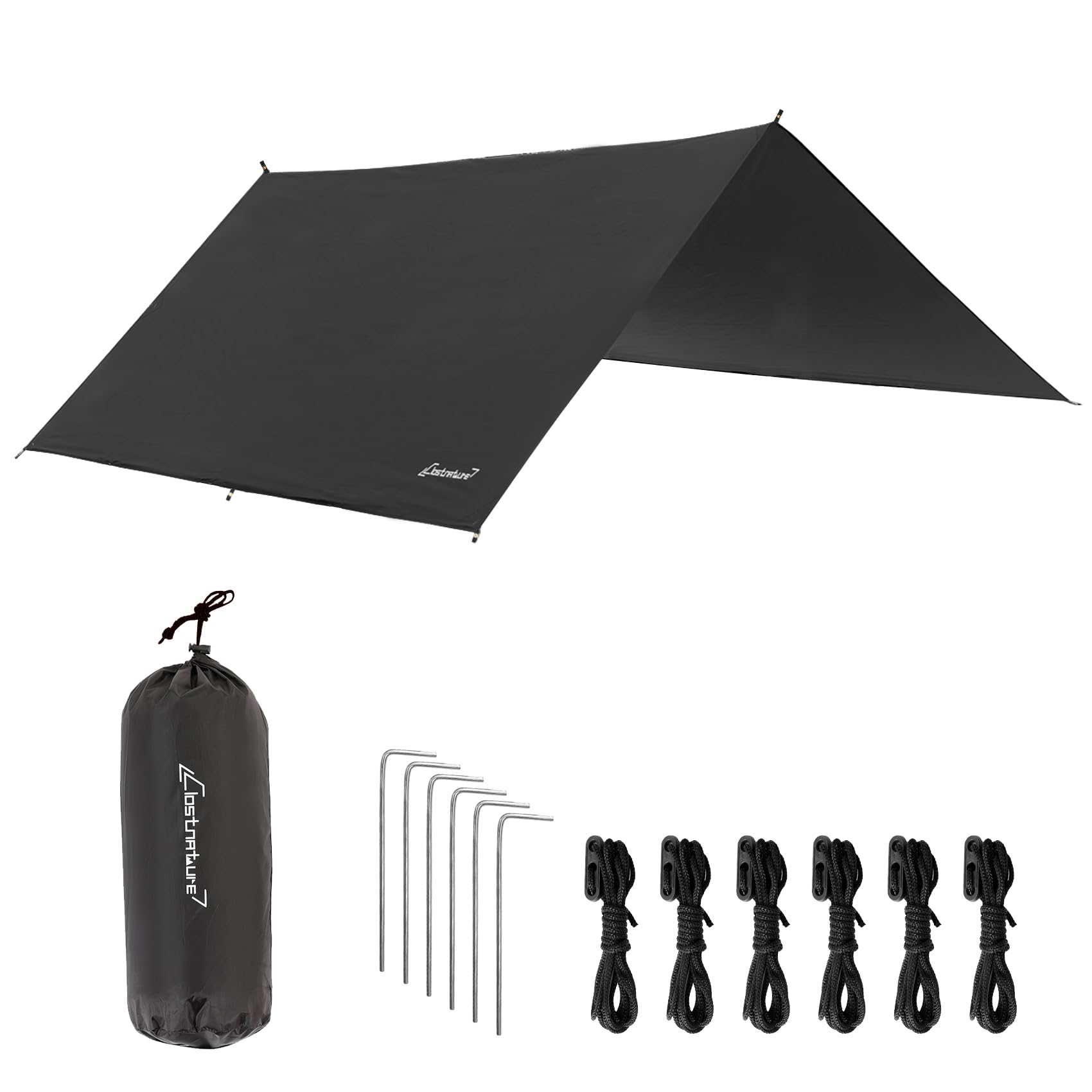 Clostnature waterproof camping tarp with eight-point attachments providing reliable rain shelter.