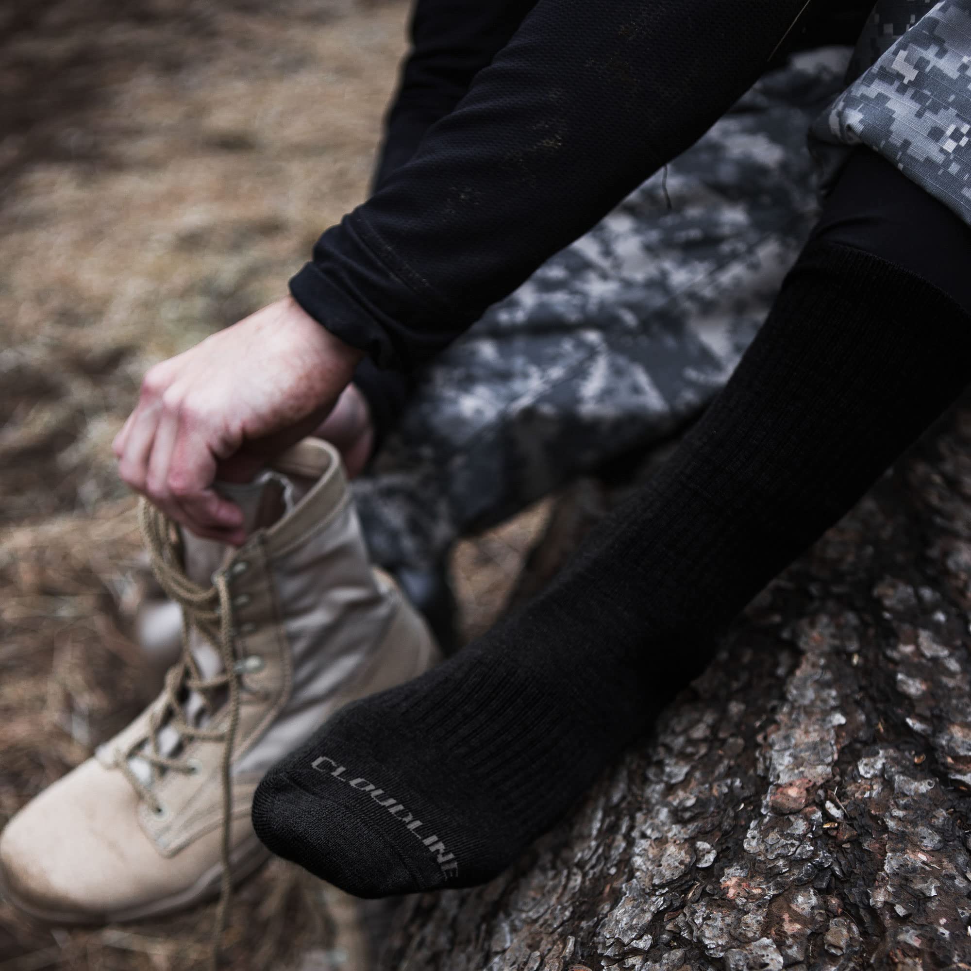 CloudLine merino wool socks seamless toe design reduces irritation during long wear.