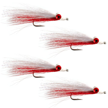 Clouser's Deep Minnow freshwater streamer in red and white - size 4 hook close-up
