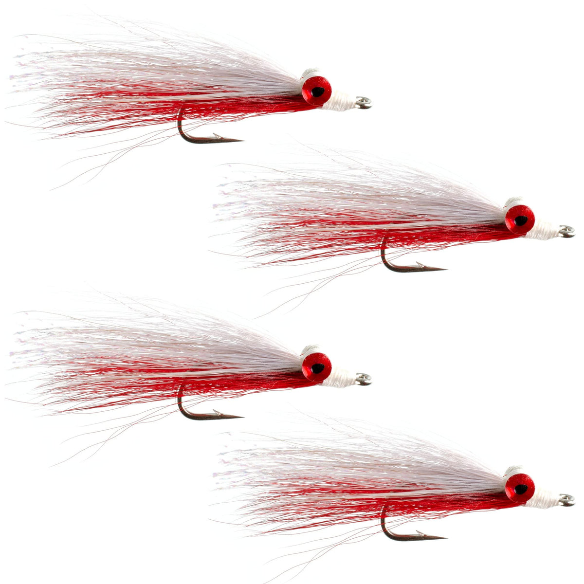 Clouser's Deep Minnow freshwater streamer in red and white - size 4 hook close-up
