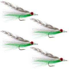 Clouser Freshwater Deep Minnow fly in White, Green and Grizzly pattern