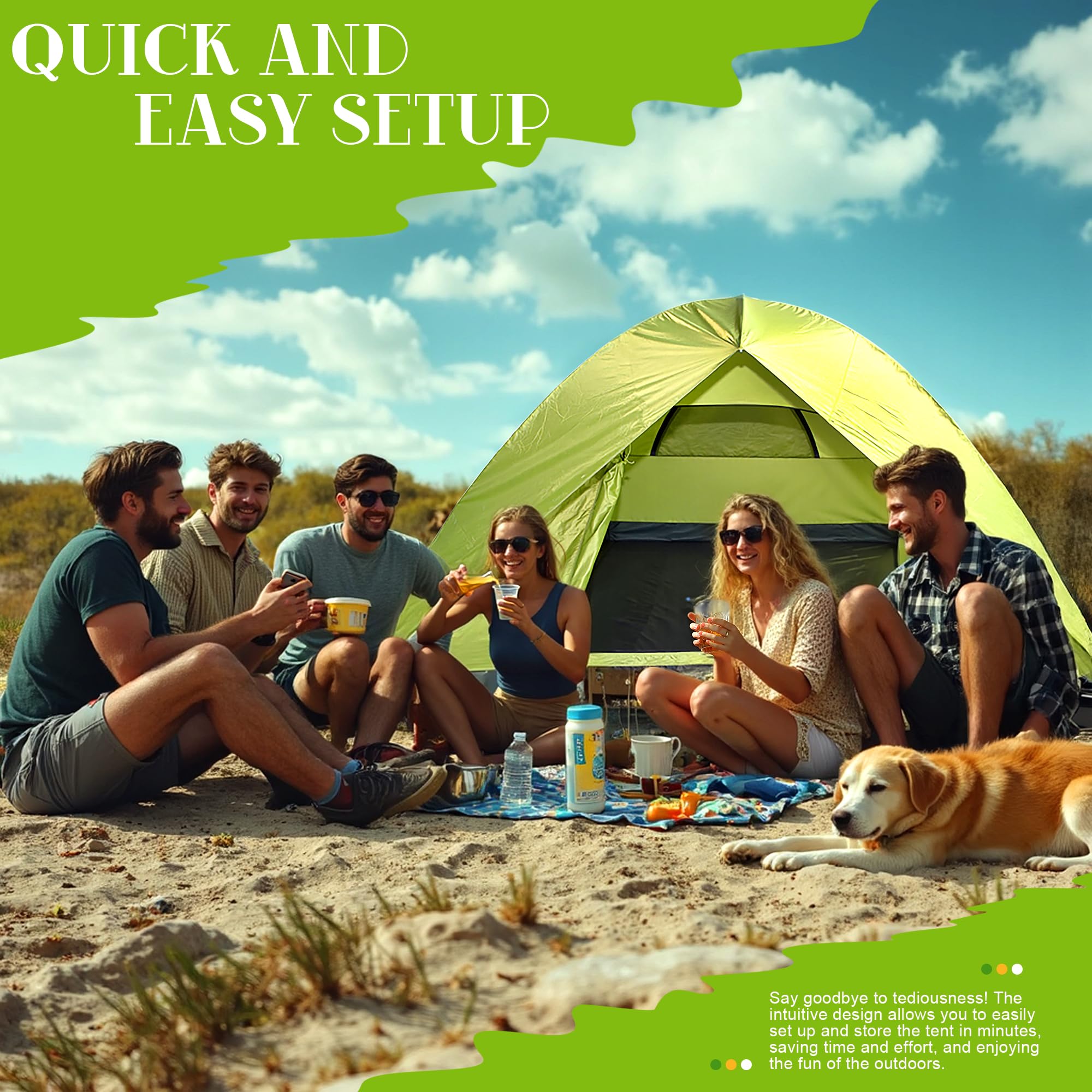 Cludcofa Dome 6 person tent two way zipper for easy access