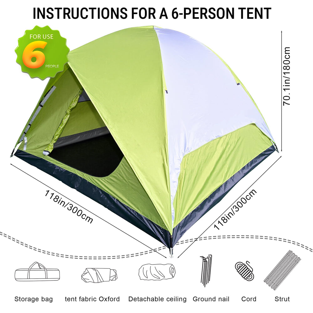 Cludcofa Dome 6 person tent waterproof Oxford fabric for rain protection