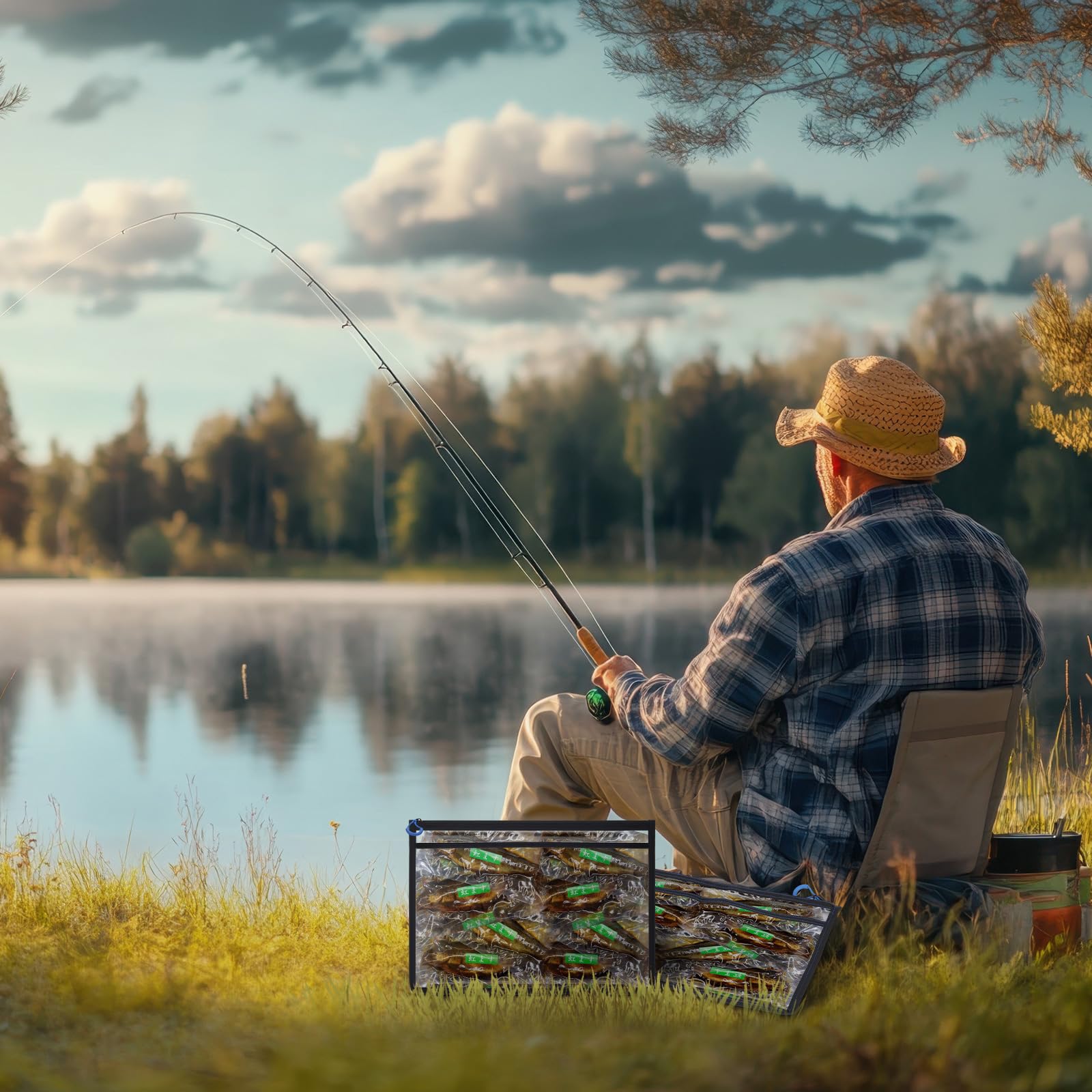 Durable waterproof fabric of the tackle storage bag