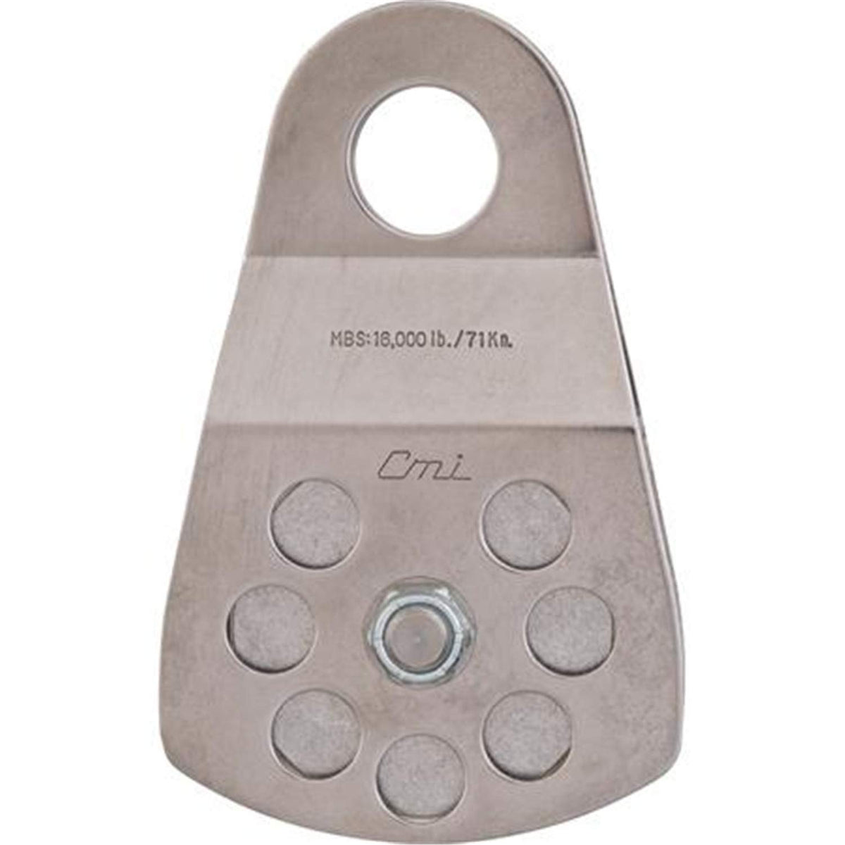 CMI RP105 3-inch single pulley with aluminum sheave and stainless sideplates for durable lifting