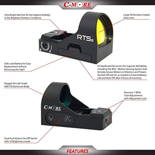 C-MORE RTS2B V5 side battery tray shows easy, long-life CR2032 power.