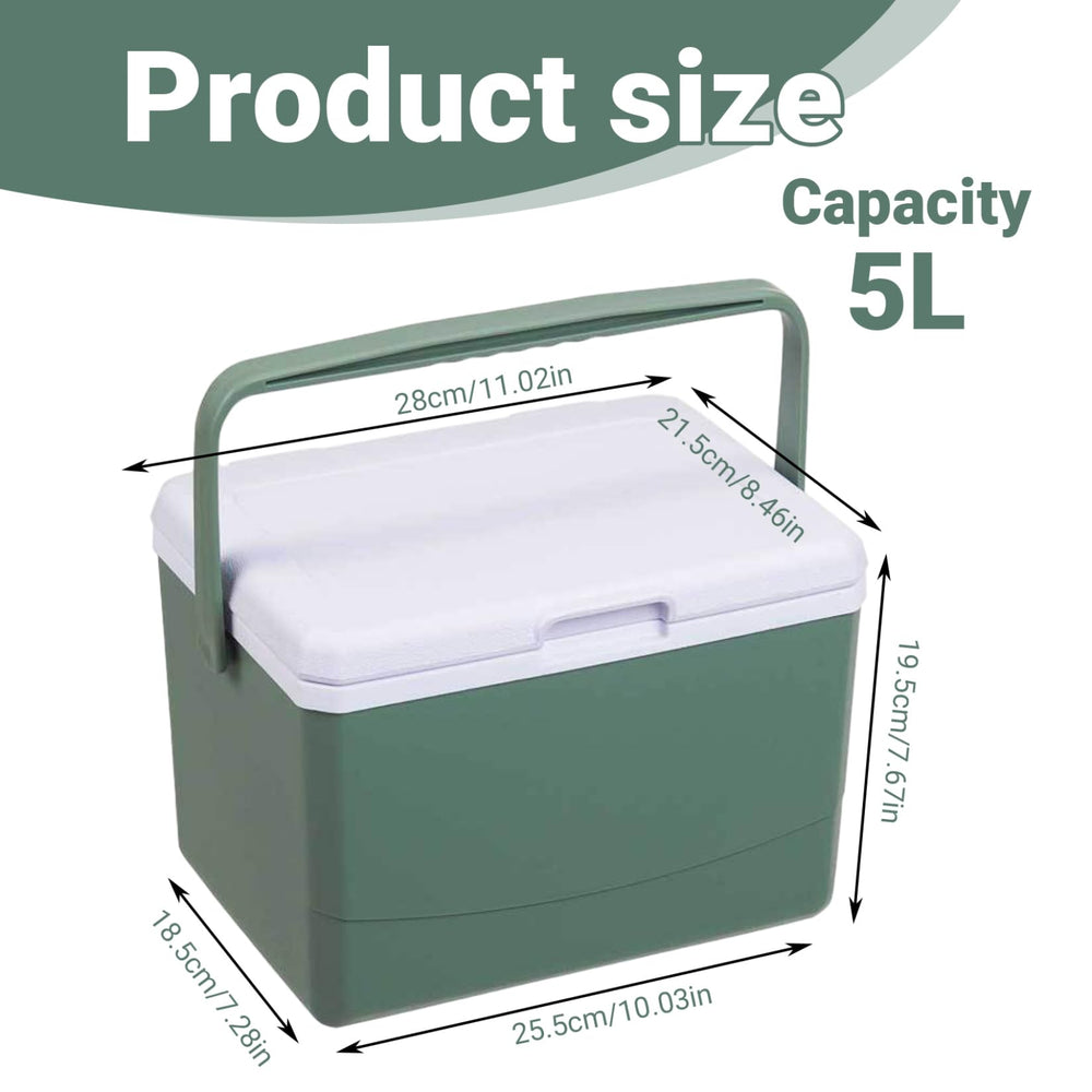 Cndiyald 5L hard cooler lunch box durable exterior protects contents on trips.
