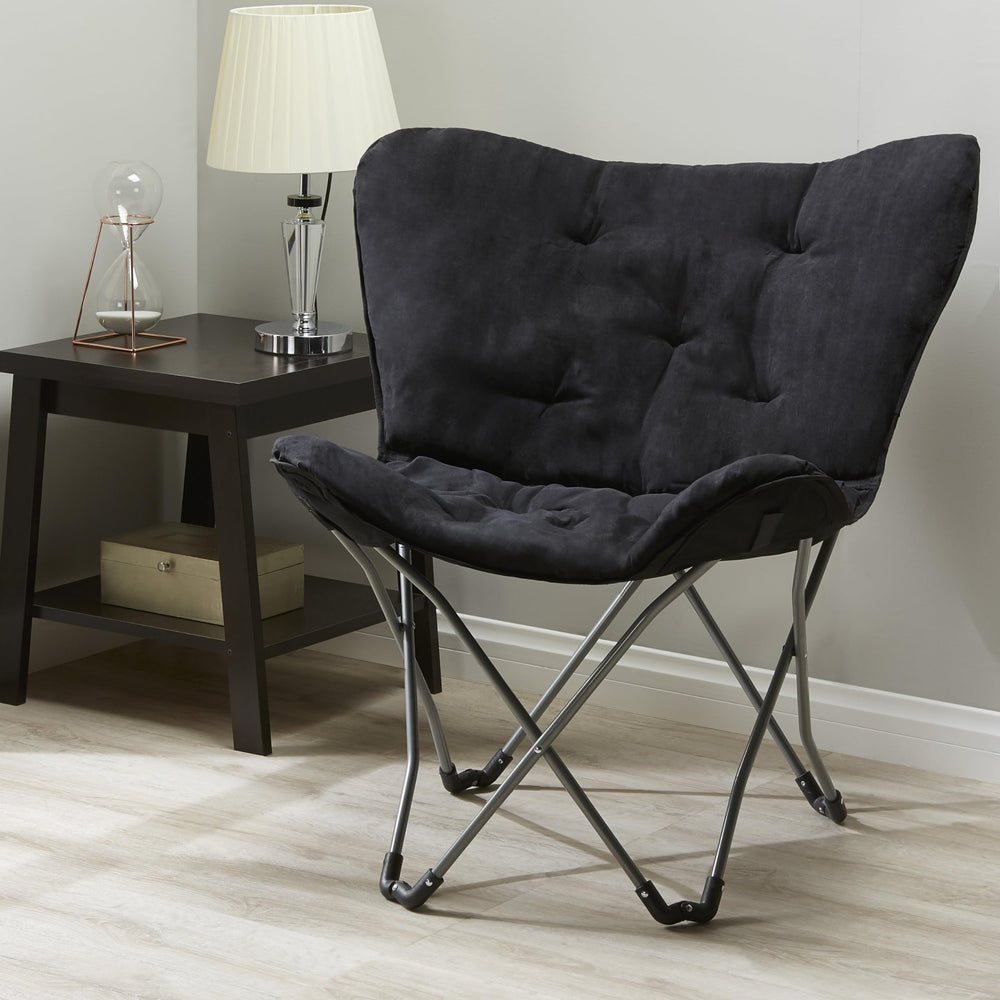CNEIESD butterfly chair microsuede-cushion emphasizes soft, skin-friendly comfort for long reads