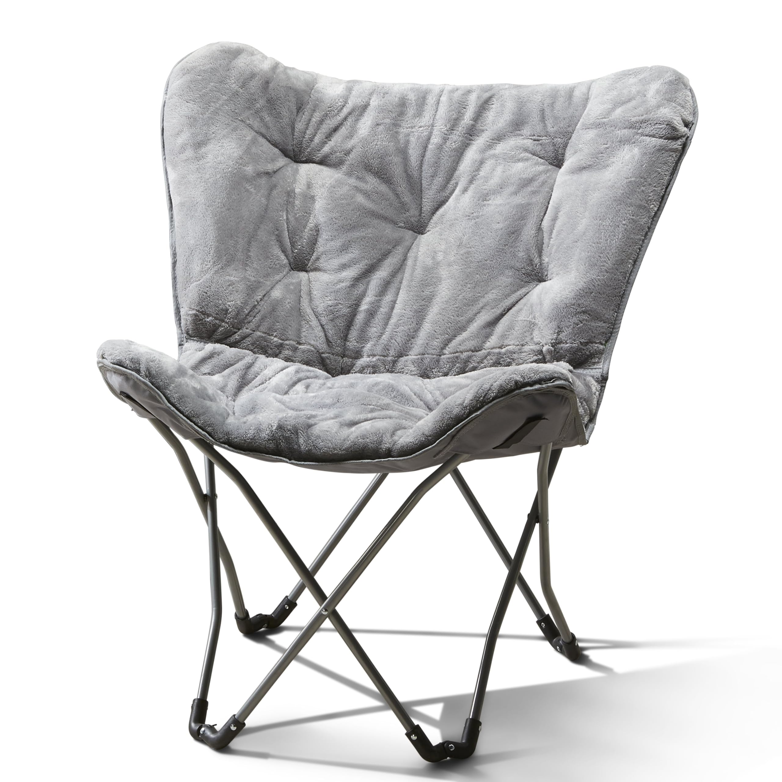 CNEIESD foldable butterfly chair in gray microsuede for cozy lounging.