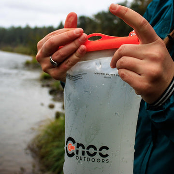 Cnoc Outdoors Vecto 28mm 2L close-up showing durable soft material for rugged trips.